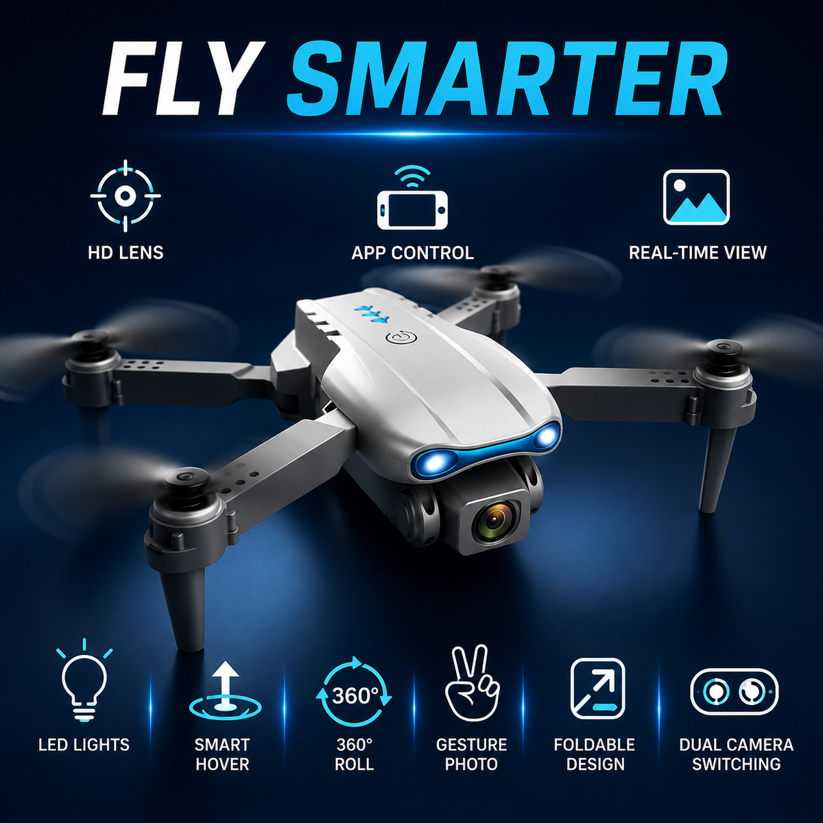 E99 Pro Foldable Camera Drone with Remote Control – App Control & Smart Hover
