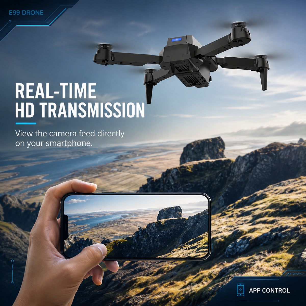 E99 Pro Foldable Camera Drone with Remote Control – App Control & Smart Hover